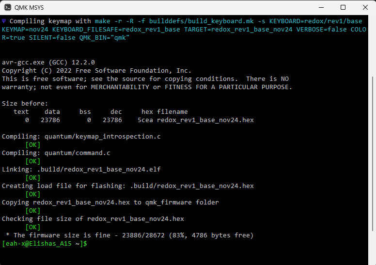 qmk msys compile checks